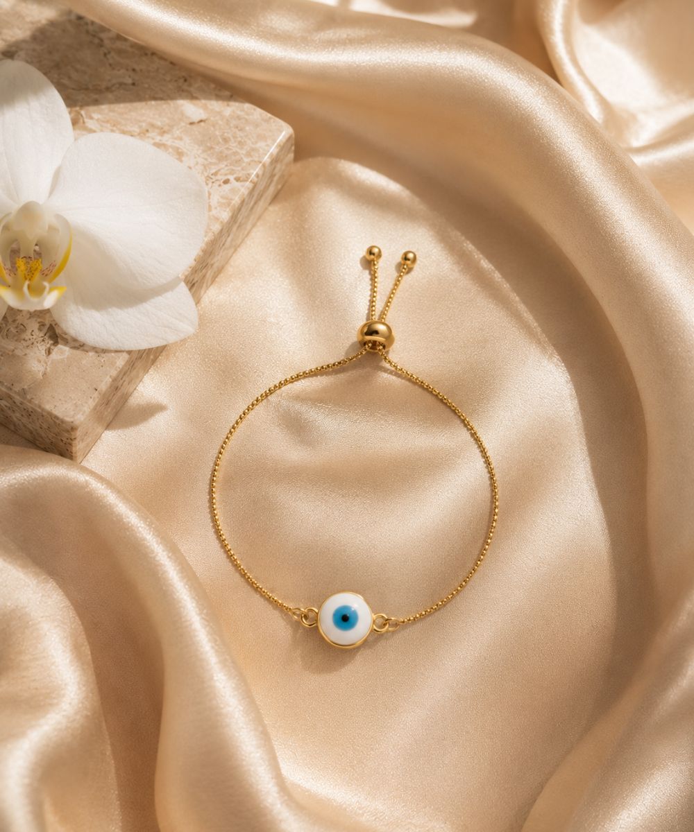 Gold Plated Evil Eye Adjustable Bracelet