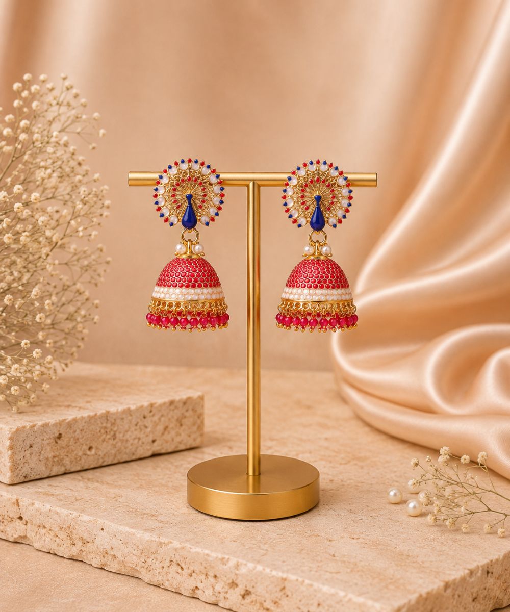 Gold Plated Peacock Style Jhumki Earrings