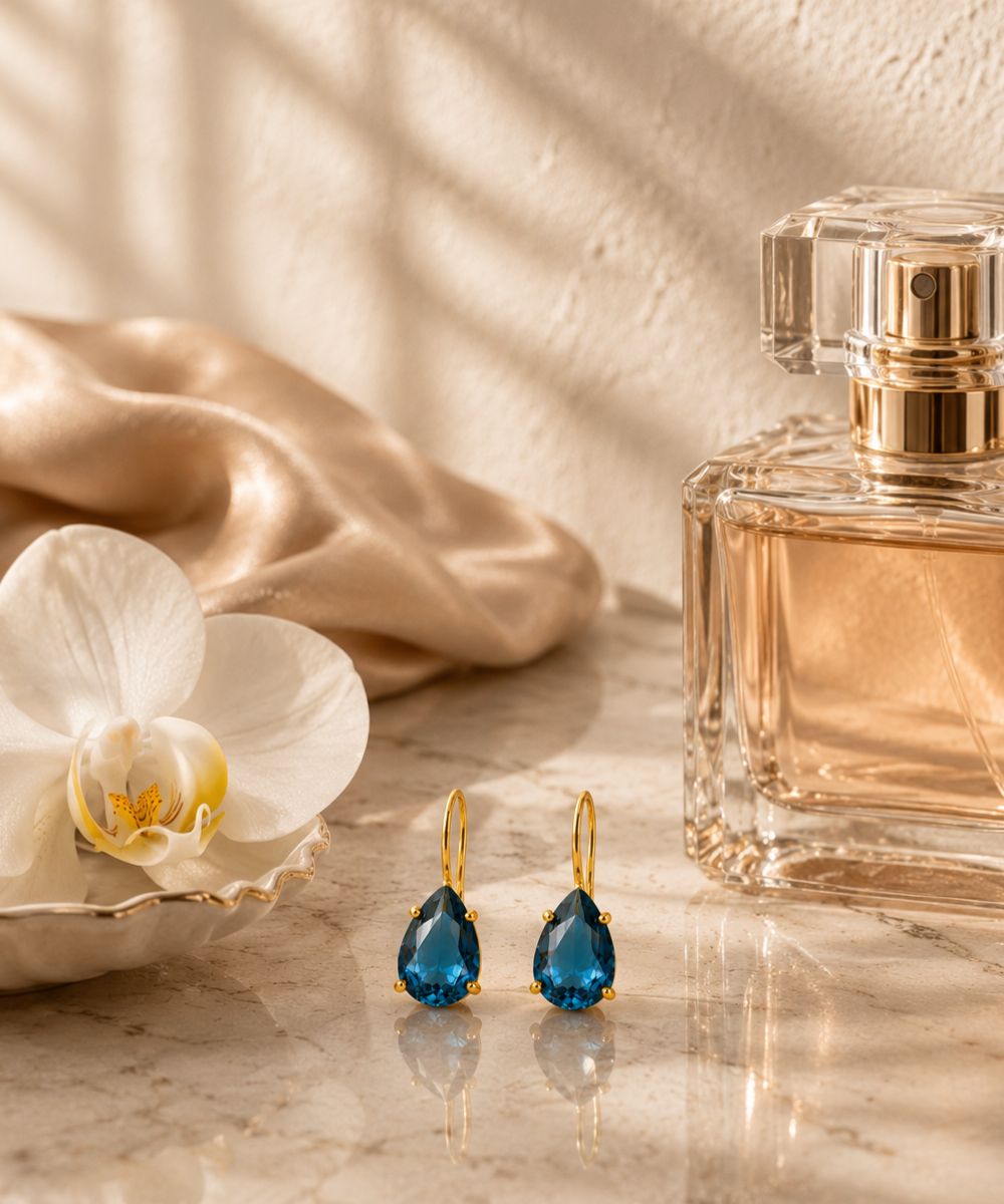 Gold Plated Pear Shape Ombre Cubic Zirconia Drop Earrings