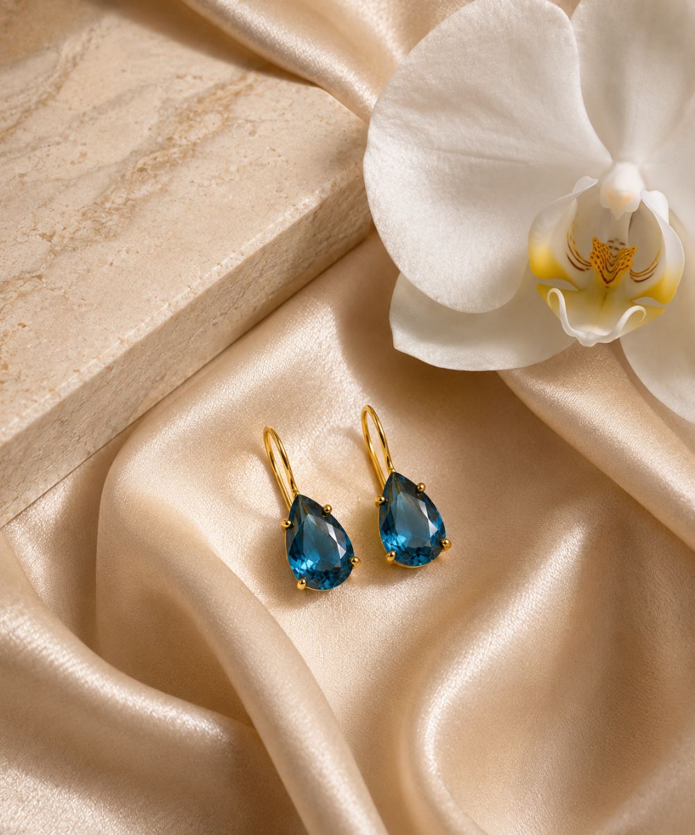 Gold Plated Pear Shape Ombre Cubic Zirconia Drop Earrings
