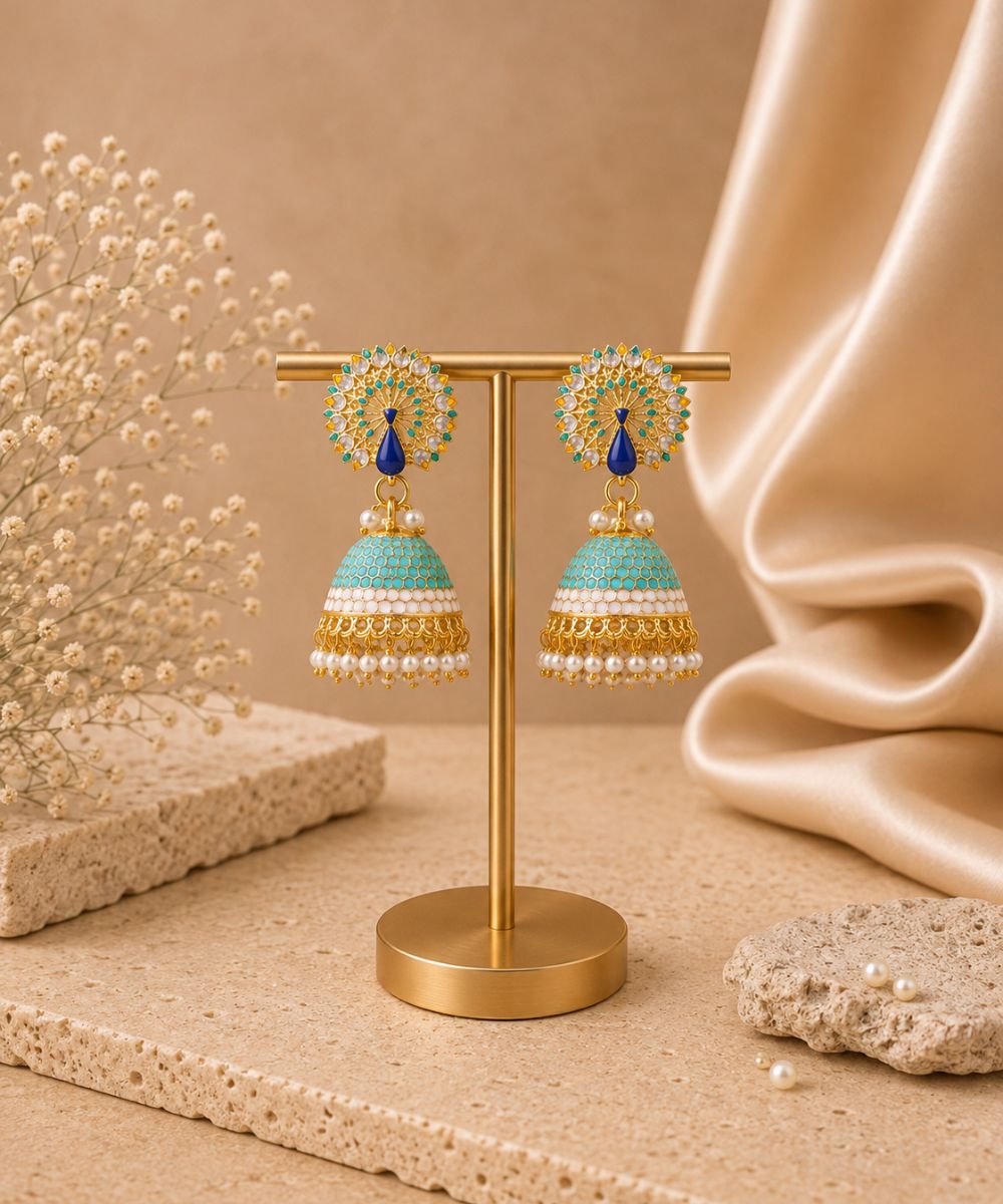 Gold Plated Peacock Style Jhumki Earrings