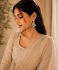 Gold Plated Kundan Blue Pearl Drop Earrings
