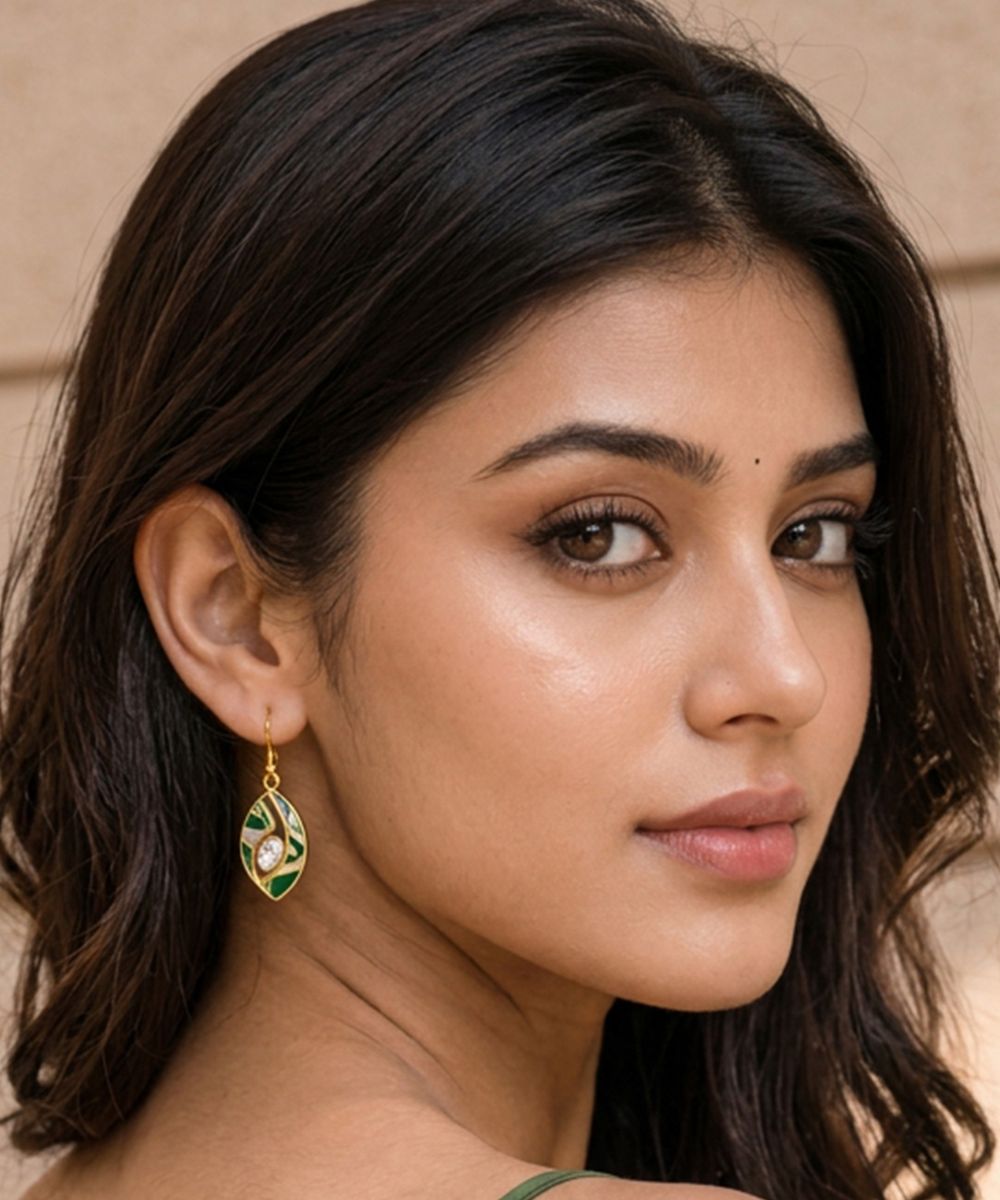 Gold-Plated Kundan Drop Earrings