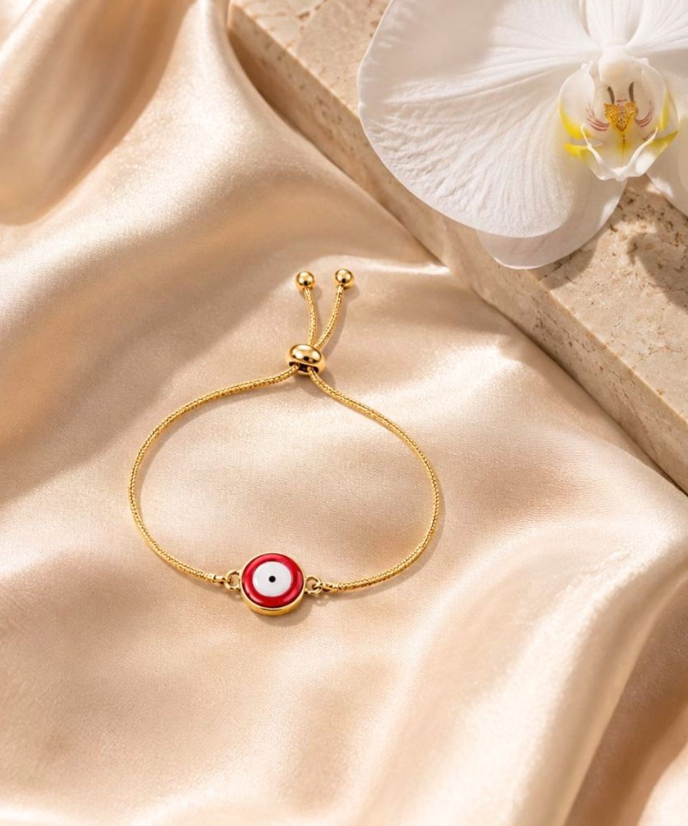 Gold-Plated Evil Eye Adjustable Bracelet
