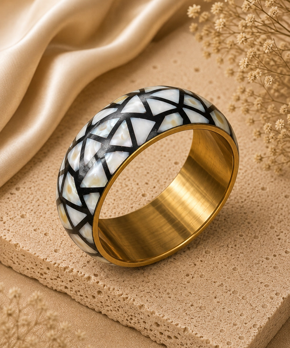 Gold Plated Aurora Stone Chip Bangle