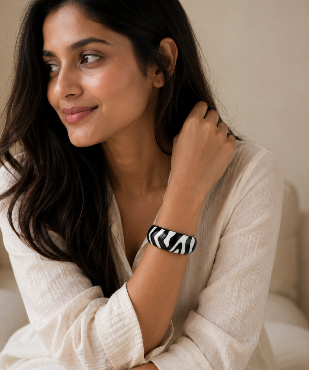 Zebra Stripe Resin Bangle