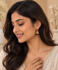 Gold Plated Kundan Pearl Jhumki Earrings