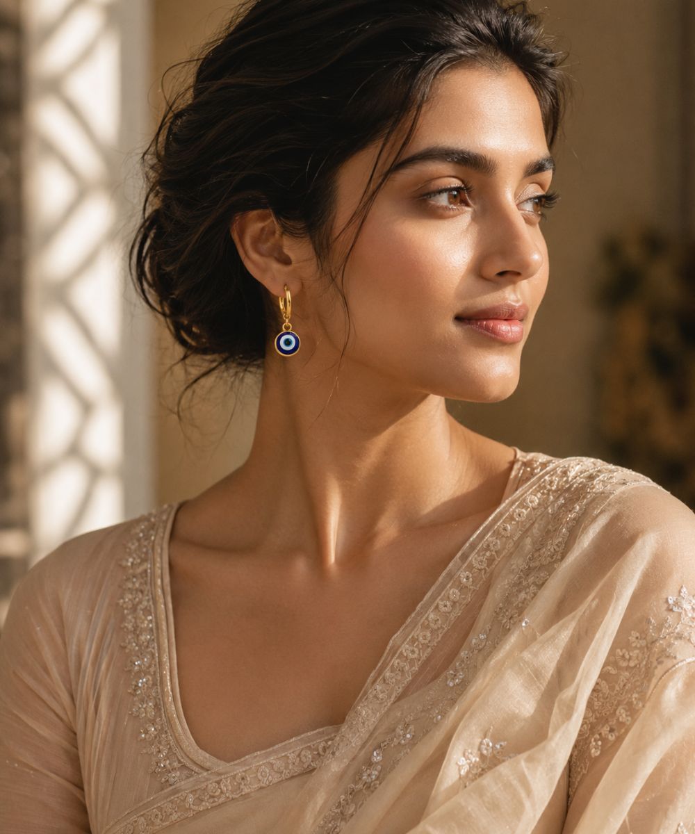 Gold-Plated Evil Eye Drop Earrings