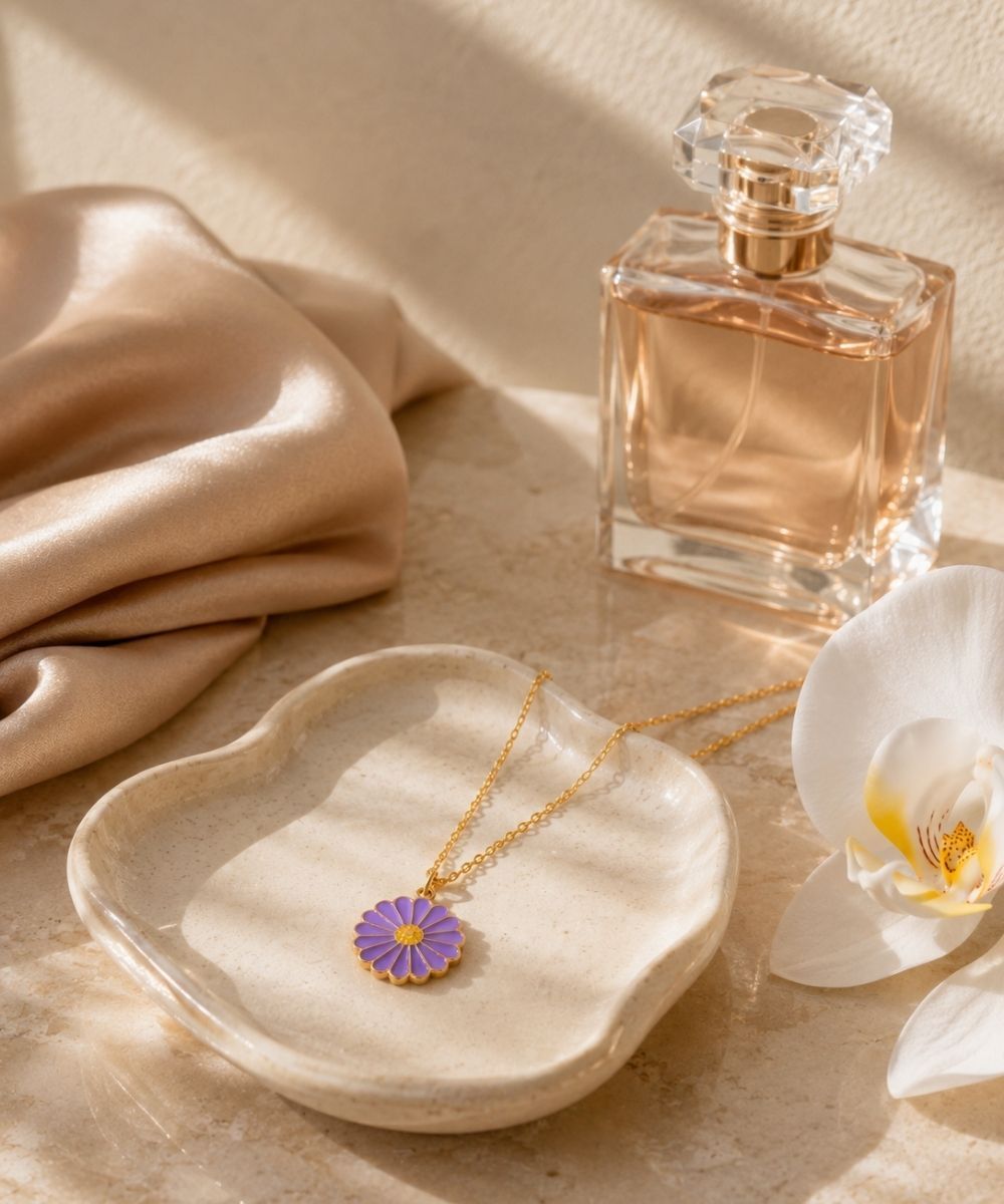 Gold Plated Flower Style Pendant Chain