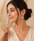 Gold Plated Elephant Charm Evil Eye Drop Earrings
