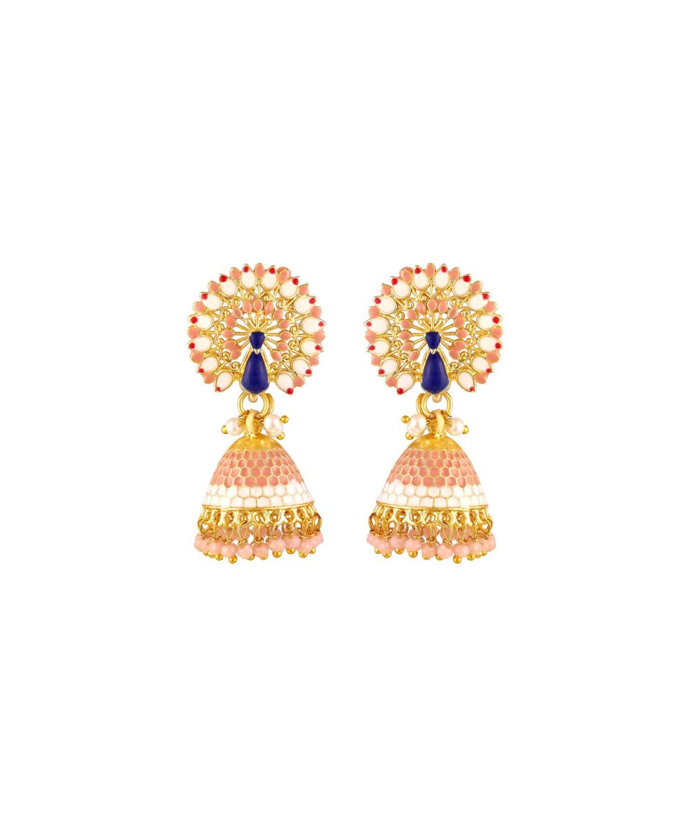 Gold Plated Peacock Style Jhumki Earrings