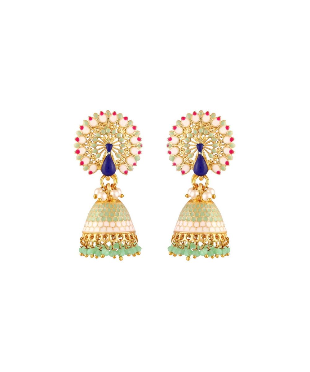 Gold Plated Peacock Style Jhumki Earrings