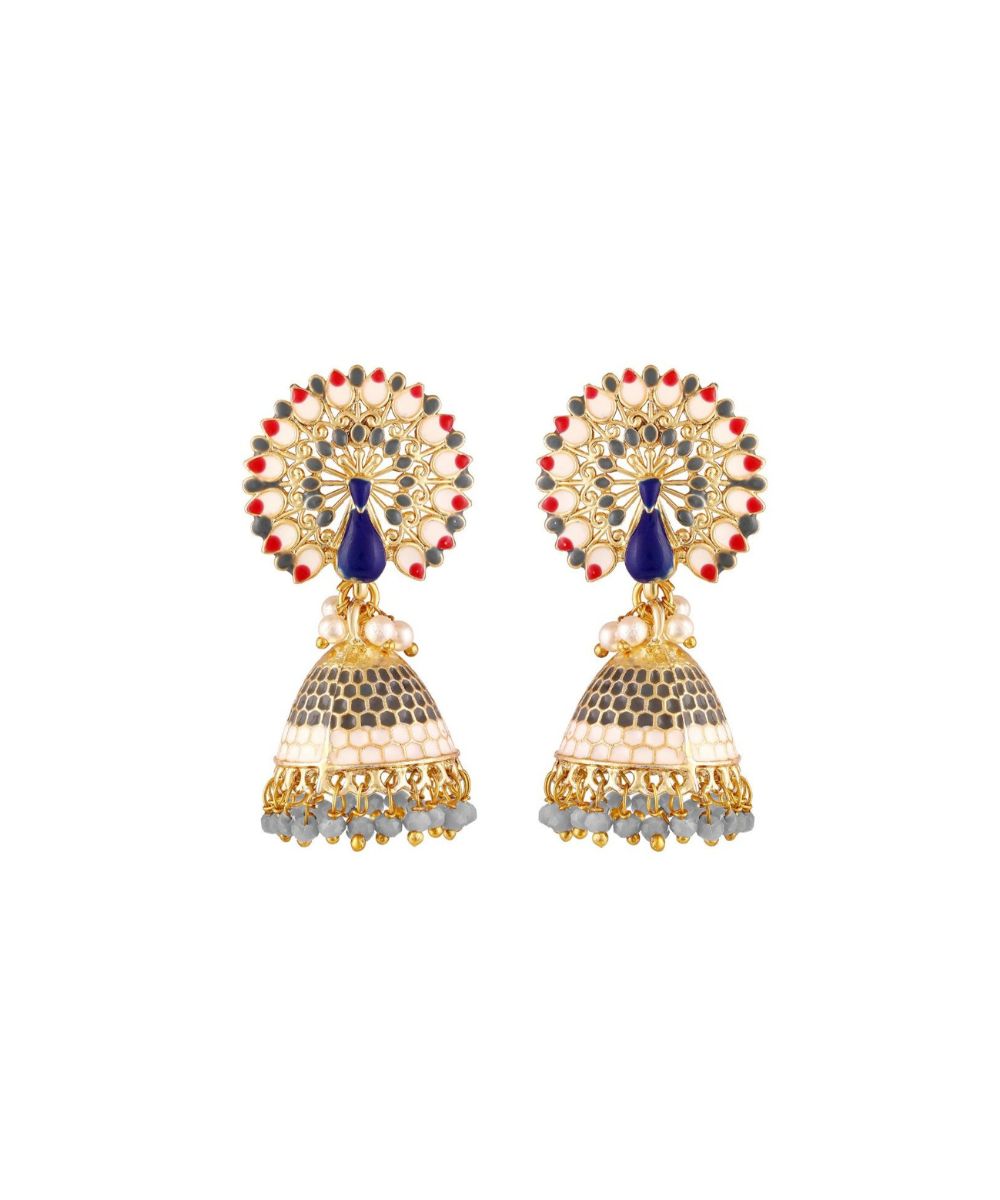 Gold Plated Peacock Style Jhumki Earrings