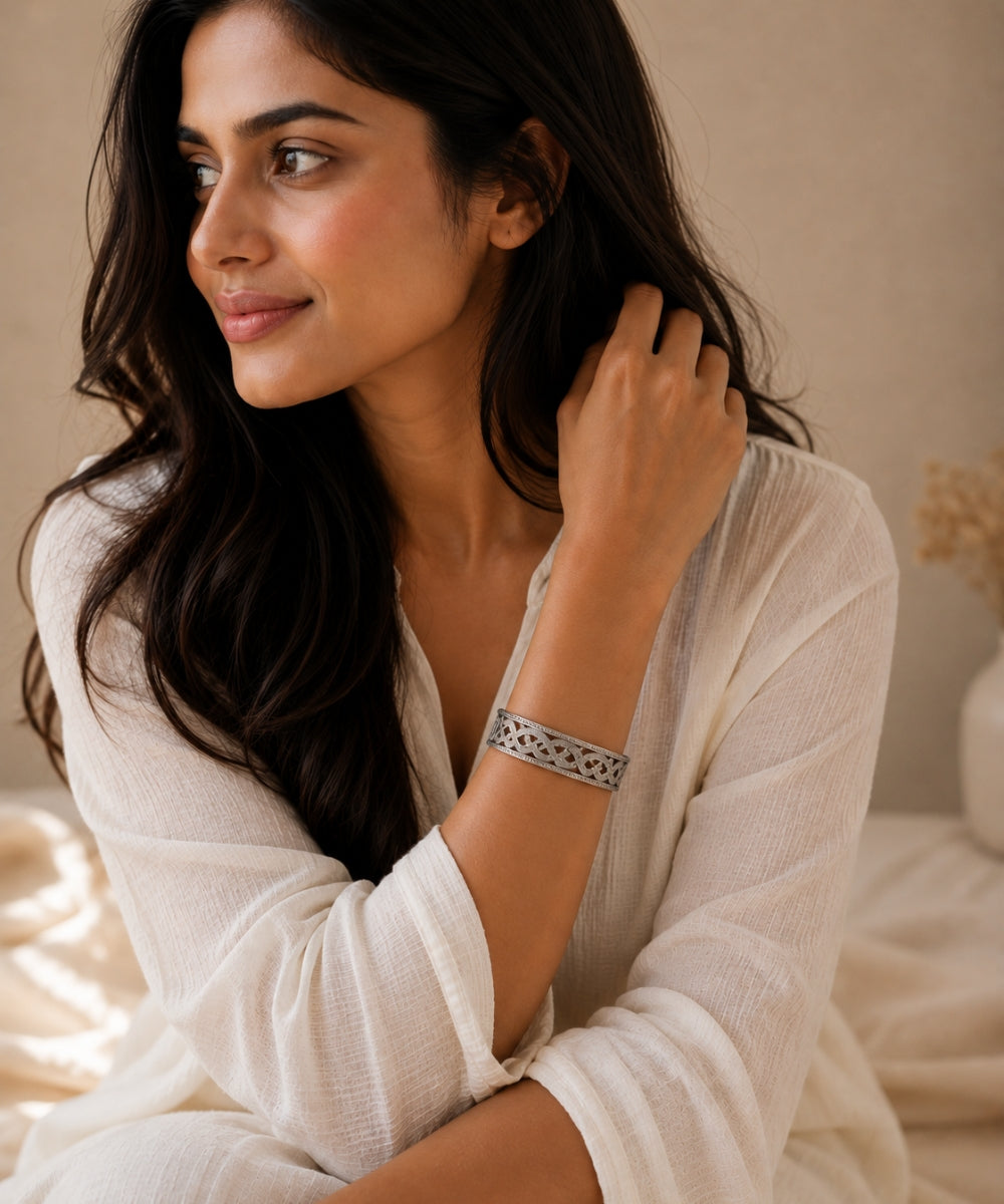 Oxidized Zig-Zag Statement Bangle