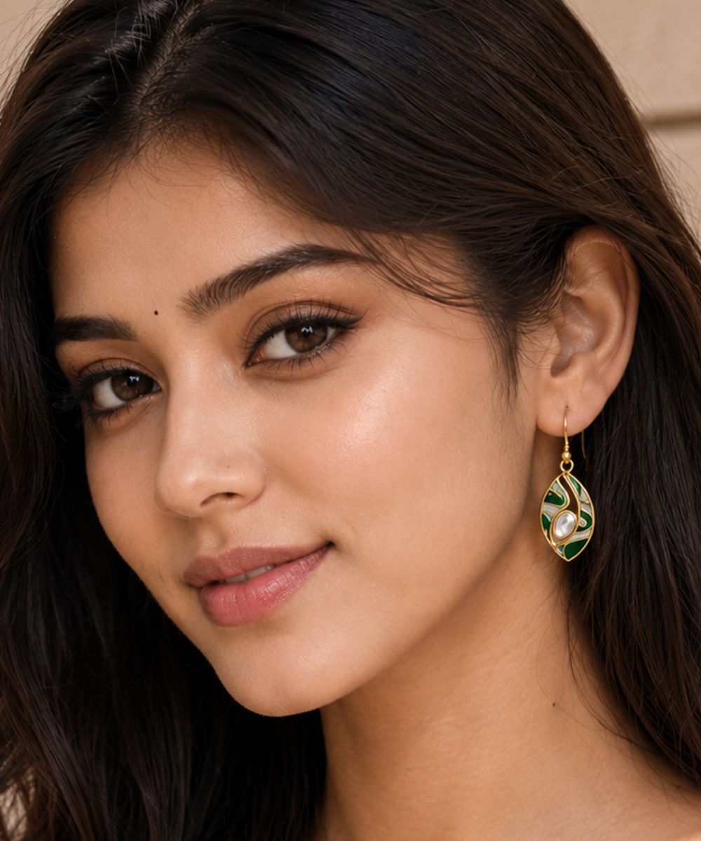 Gold-Plated Kundan Drop Earrings