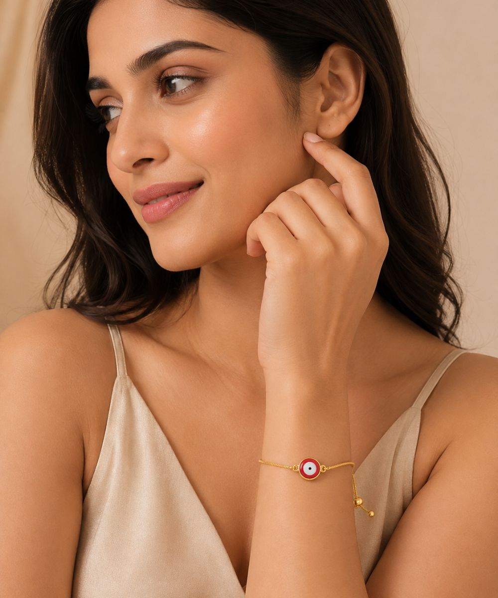 Gold-Plated Evil Eye Adjustable Bracelet