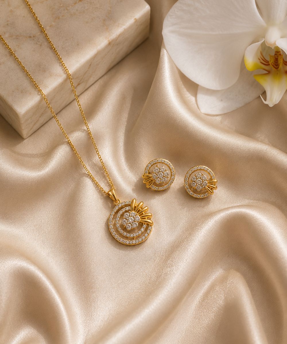 Gold Plated Cubic Zirconia Pendant Set