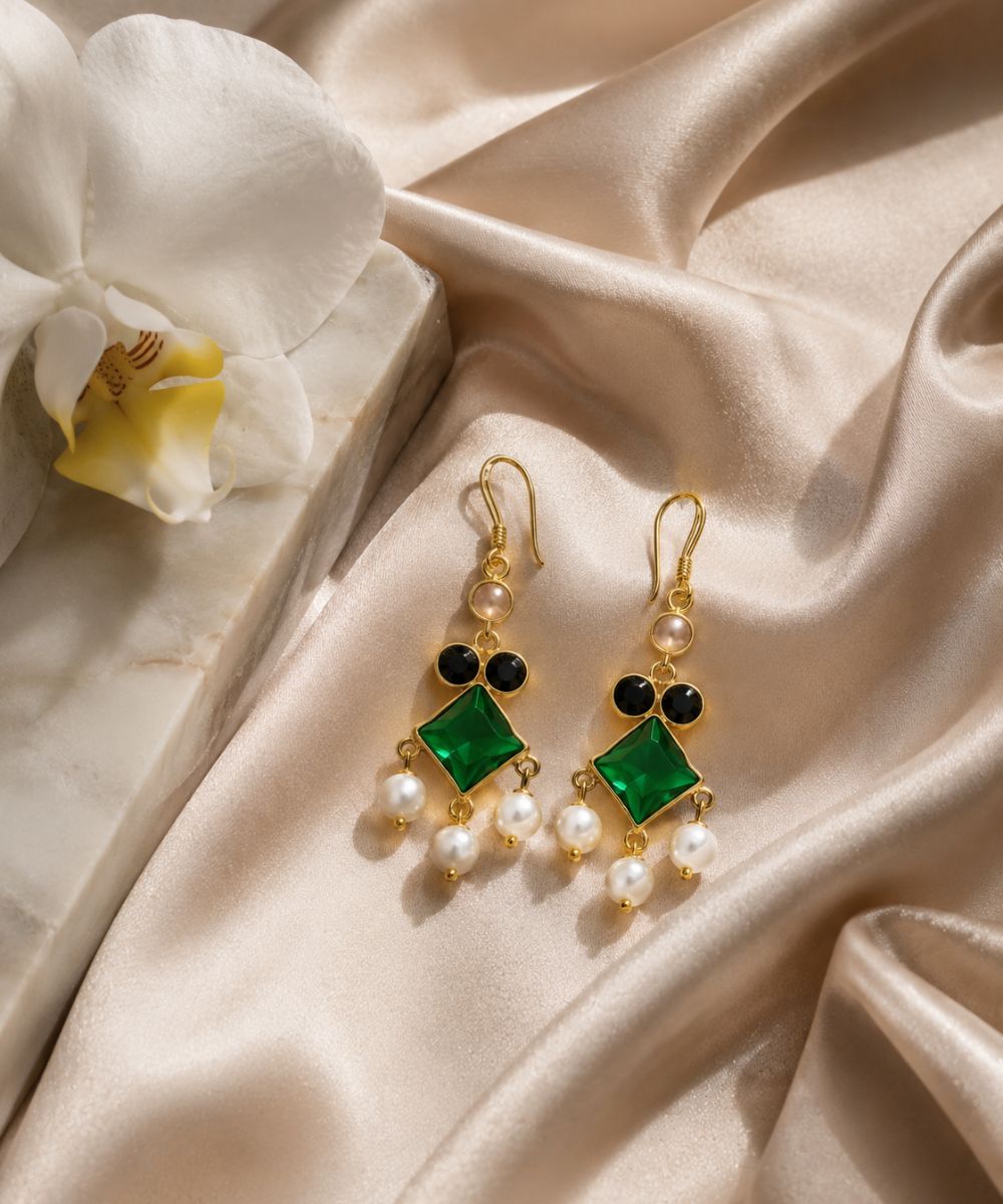 Gold Plated Cubic Zirconia Pearl Drop Earrings