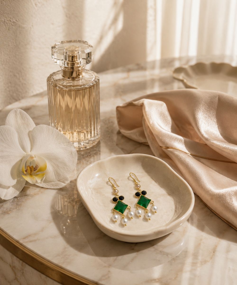 Gold Plated Cubic Zirconia Pearl Drop Earrings