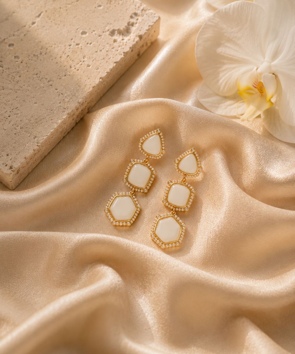 Gold Plated Geometric Style Earrings