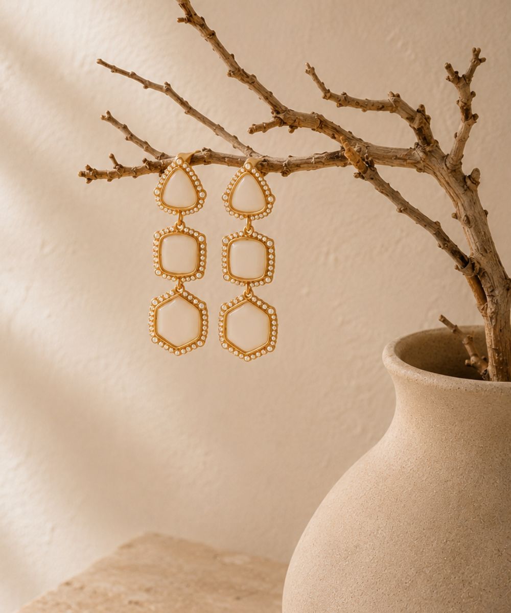 Gold Plated Geometric Style Earrings