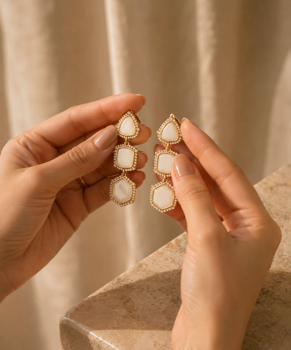 Gold Plated Geometric Style Earrings