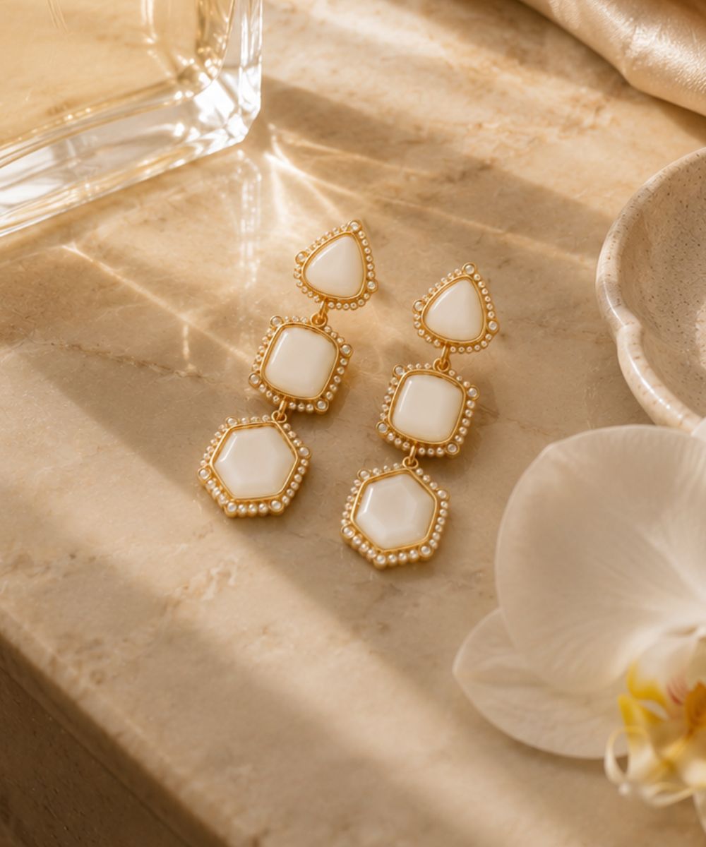 Gold Plated Geometric Style Earrings