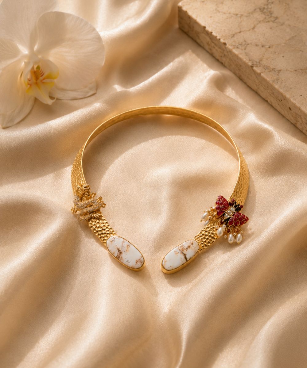 Butterfly Gold-Plated Open Collar Necklace