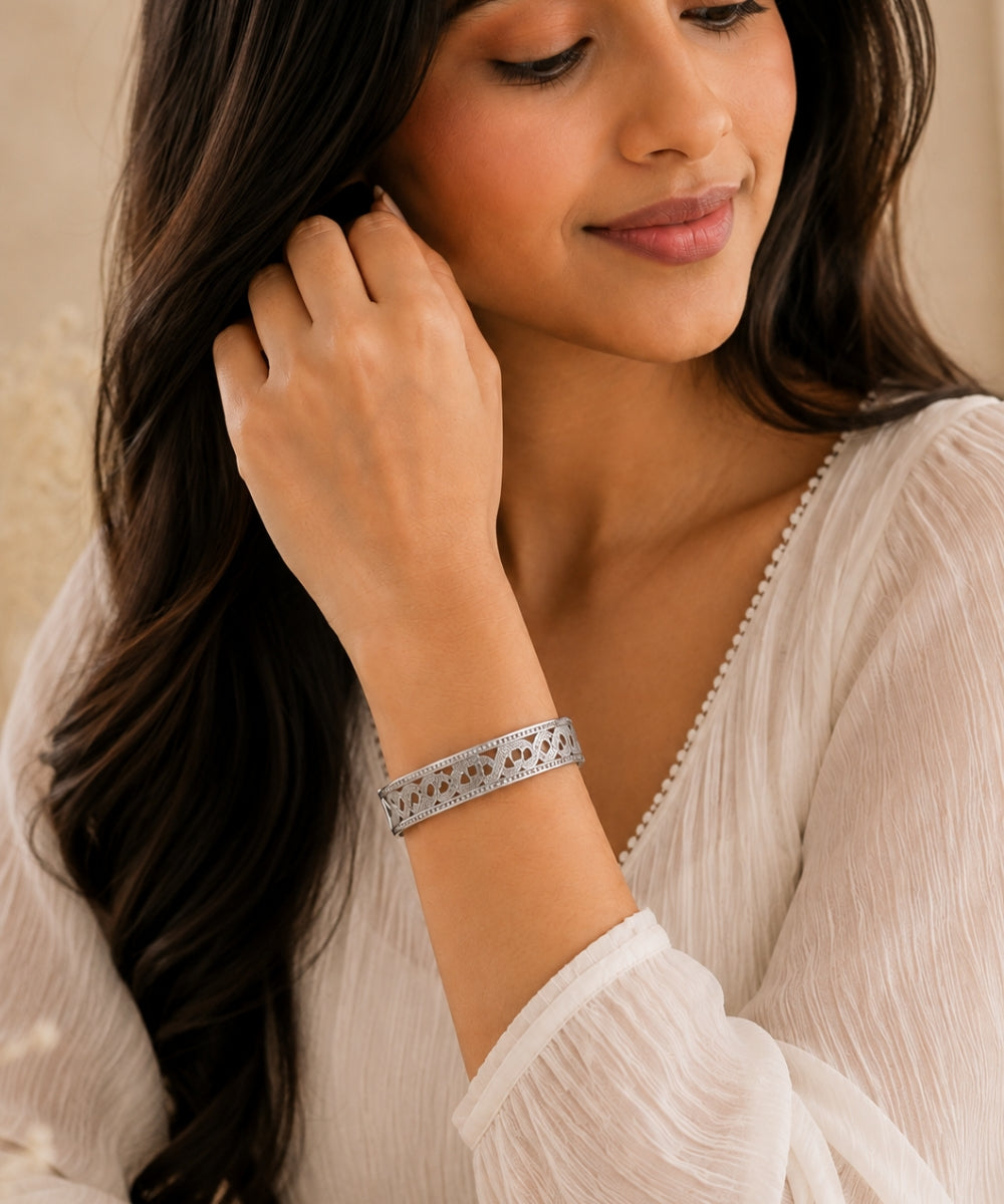 Oxidized Zig-Zag Statement Bangle
