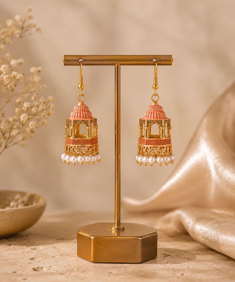 Gold Plated Jarokha Jhumki Earrings
