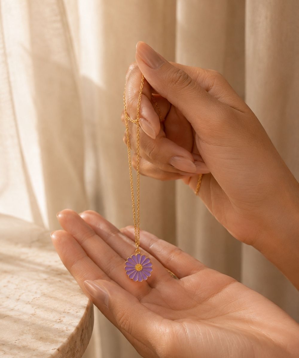 Gold Plated Flower Style Pendant Chain