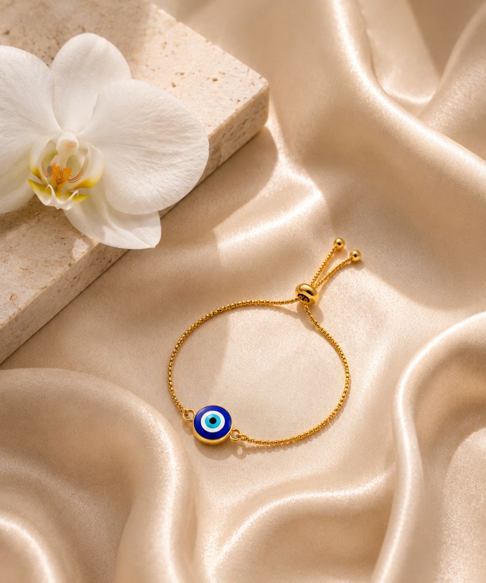 Gold-Plated Evil Eye Adjustable Bracelet