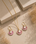 Gold Plated Pink Pearl Pendant Set