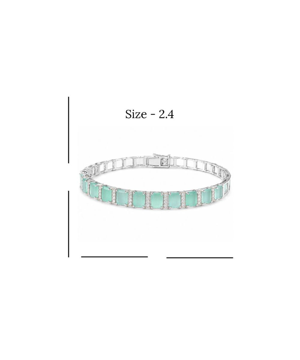 Rhodium Plated Turquoise Tennis Bracelet