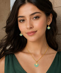 Gold-Plated Aqua Pearl Pendant Set
