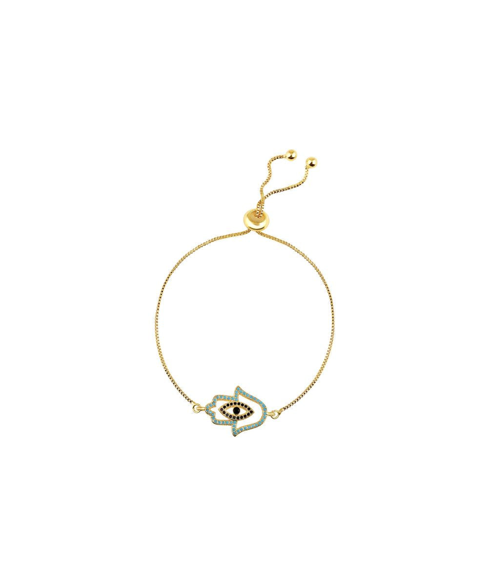 Gold Plated Evil Eye Adjustable Bracelet
