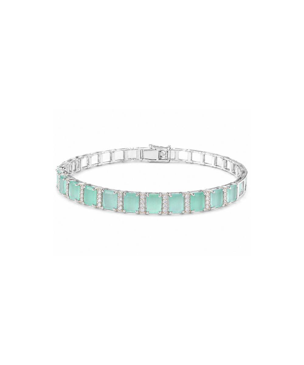Rhodium Plated Turquoise Tennis Bracelet